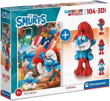 CLEMENTONI PUZZLE 104 EL SMERFY MODEL 3D UKŁADANKA