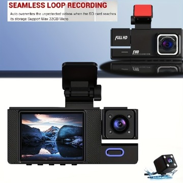 3-канальная передняя и задняя внутренняя автомобильная камера, автомобильная камера 1080P с ИК и ночным видением,