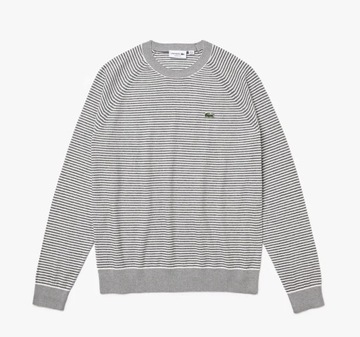 LACOSTE SWETER MĘSKI W PASKI SZARY PROSTY 32 SPL