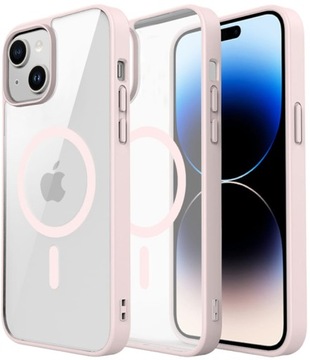 ETUI DO IPHONE 15 PRZEŹROCZYSTE MAGNETYCZNE DO MAGSAFE | PINK