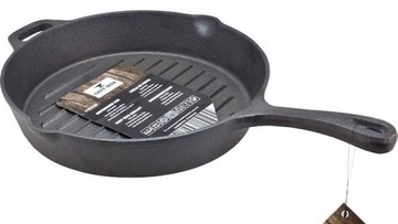 PATELNIA GRILLOWA ŻELIWNA 26 cm ODLEW CIĘŻKA