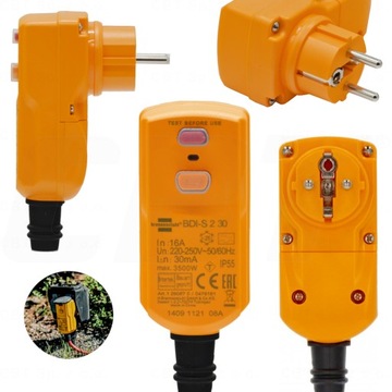 WTYCZKA OCHRONNA BDI-S IP55 ZABEZPIECZENIE RÓŻNICÓWKA 16A 3500W ZEWNĘTRZNA