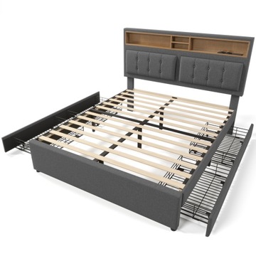 DOPPELPOLSTERBETT MIT 4 SCHUBLADEN UND USB-C-BUCHSE 140X200 CM MIT MATRATZE