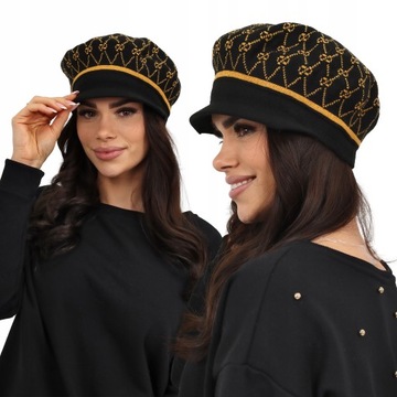 BERET KASZKIET DAMSKI POLSKI CZAPKA DUŻY WEŁNA