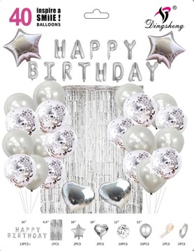 Balony Urodzinowe *HAPPY BIRTHDAY* 40 elementów