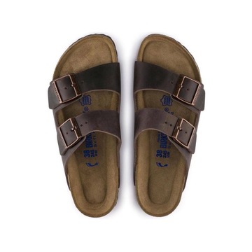 Klapki damskie profilowane Birkenstock Arizona OLEJOWANA SKÓRA SOFT FOOTBED