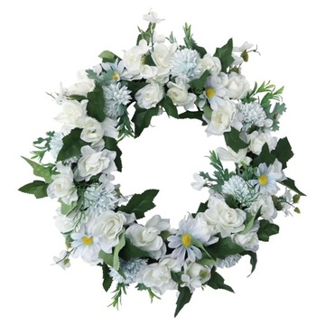 Sztuczna biała gardenia kwiatowy wianek na drzwi girlanda o średnicy 40 cm