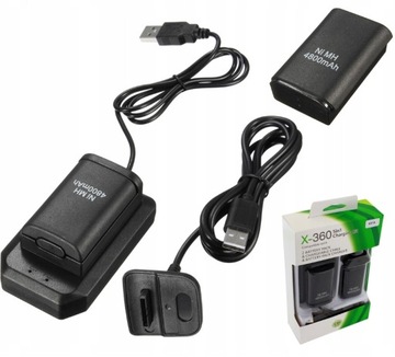 ЗАРЯДНОЕ УСТРОЙСТВО ДЛЯ XBOX 360, 2 АККУМУЛЯТОРА, USB-КАБЕЛЬ