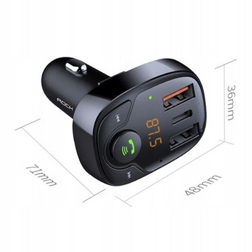 FM-ПЕРЕДАТЧИК С ЗАРЯДНЫМ УСТРОЙСТВОМ QC4.0 PD USB-C ROCK B301