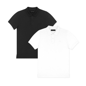 Zestaw 2 t-shirtów polo biały i czarny basic 100% bawełna PAKO LORENTE M
