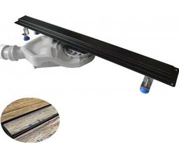 Czarny odpływ liniowy Slim 120 cm do zabudowy