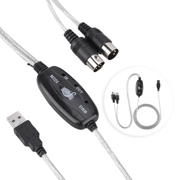 MIDI INTERFEJS NA USB DWUSTRONNY KABEL MIDI
