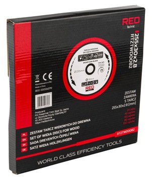 Набор из 5 ДИСКОВ WIDIOWA Пила по дереву Полотно пилы 255 мм/30 мм Резка 2,8 мм