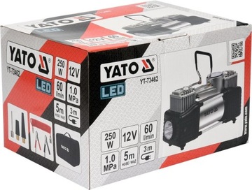 Автомобильный компрессор Yato LED 12В 10бар 60л/мин