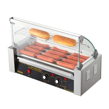 Electric 12 Hot Dog 5 Roller Grill Coker Machine Backsplash & Shelf 1000 Вт