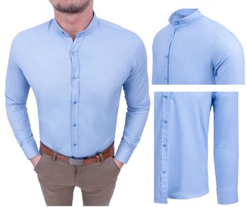 KOSZULA MĘSKA NIEBIESKA STÓJKA STRUKTURA r. 3XL