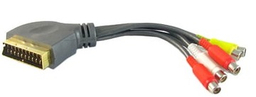 Przyłącze wtyk SCART EURO na 6 gniazd RCA cinch 0.15m