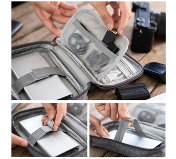 Дорожный органайзер для кабелей и зарядных устройств, черный