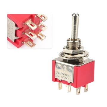 10 шт., тумблер с мгновенным срабатыванием, DPDT, 6 контактов, 6 мм, VP