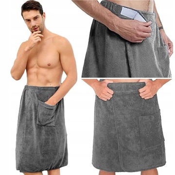 RĘCZNIK KĄPIELOWY KILT TUNIKA DO SAUNY PAREO SZLAFROK MĘSKI SPA SIŁOWNIA M