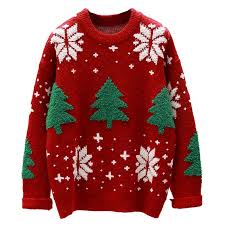 ŚWIĄTECZNY SWETER-EK DAMSKI CZERWONY Z CHOINKA