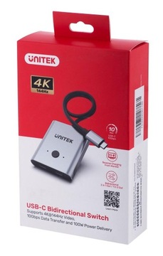 ПЕРЕКЛЮЧАТЕЛЬ UNITEK USB-C 4K 144 Гц, ДВУНАПРАВЛЕННЫЙ