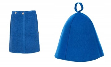 SAUNA PAKIET MĘSKI BLUE KILT GUZIK I CZAPKA FILC