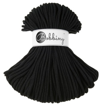 BOBBINY SZNUREK DO MAKRAMY 3mm PLECIONY CZARNY