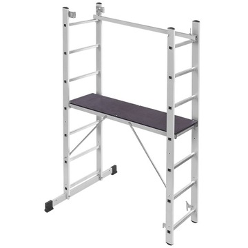 RUSZTOWANIE ALUMINIOWE DRABINA 2x7 4,18 m 150 kg SKŁADANY ZESTAW 2w1 PODEST