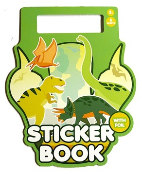 DINOZAURY - MINI KSIĄŻECZKA Z NAKLEJKAMI - NAKLEJKI ok. 100 sztuk