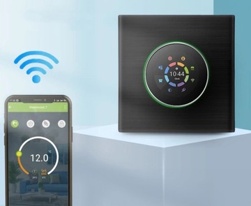 INTELIGENTNY TERMOSTAT Z POKRĘTŁEM OBCIĄŻALNY 16A CZARNY TR086 WIFI TUYA