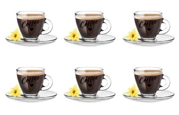 6x FILIŻANKI DO ESPRESSO ZE SPODKAMI, COFFEE