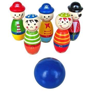 Kolorowy zestaw do gry w kręgle Mini Wood Family Kids