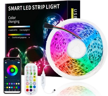5m Muzyczna Taśma LED 5050 RGBIC płynąca dioda 30LED/m IP20 Aplik Bluetooth