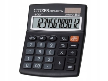 Большой офисный калькулятор CITIZEN SDC-812NR, черный