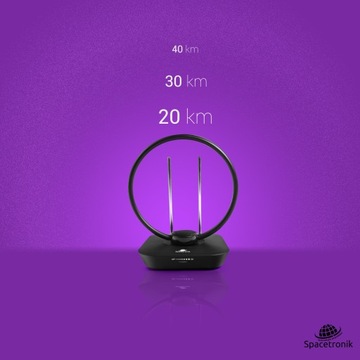 Pokojowa Antena DVB-T2 Spacetronik Locus TV 45dB z Regulowanym Wzmocnieniem