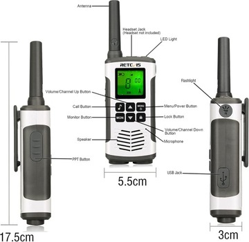 Retevis RT45 Walkie Talkie(2 Szt., Srebrne)