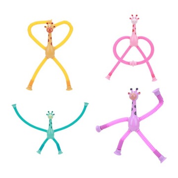 4 SZT. PRZYSSAWKA ŻYRAFA ZABAWKA SPRĘŻYNOWA TELESKOPOWA