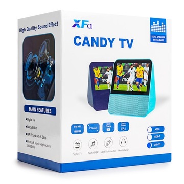 Мини-портативный телевизор 7 дюймов DVB-T2 DAB+ FM H.