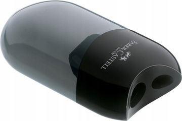 FABER-CASTELL Temperówka podwójna owalna CZARNA strugaczka z pojemnikiem