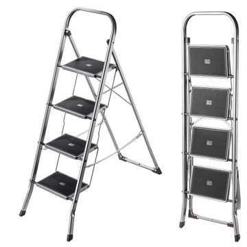 ЛЕСТНИЦА 4-СТУПЕНЧАТАЯ ДЛЯ ДОМАШНЕЙ ЛЕСТНИЦЫ, СТАЛЬНАЯ, СКЛАДНАЯ, 150 кг