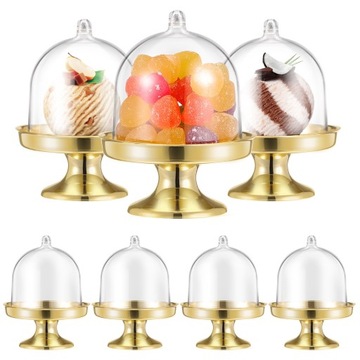 12 SZT PLASTIKOWYCH MINI PUDEŁKA NA CIASTA ZE ZŁOTĄ PODSTAWĄ