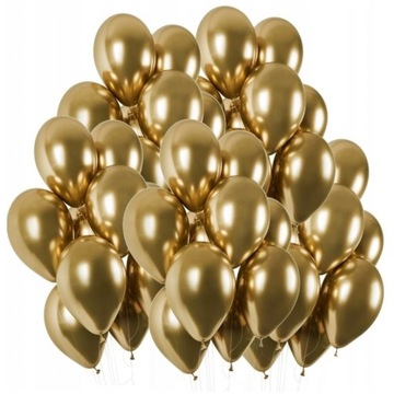 BALONY ZŁOTE ZESTAW BALONÓW ROCZEK URODZINY BABY SHOWER CHROMOWANE KOMUNIA