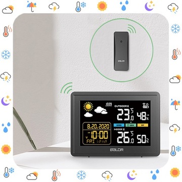 БЕСПРОВОДНАЯ ПОГОДНАЯ СТАНЦИЯ ГИГРОМЕТР НАРУЖНЫЙ ТЕРМОМЕТР ДАТЧИК ПОГОДЫ