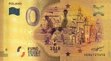 Позолоченная красивая банкнота номиналом 0 евро ПОЛЬША