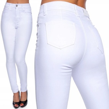 KLASYCZNE JEANSY DAMSKIE WYSOKI STAN BIAŁY _ 4XL/48