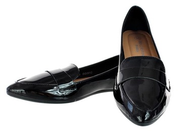 BALERINY LAKIERKI CZARNE ELEGANCKIE BUTY DAMSKIE 6356 roz. 38