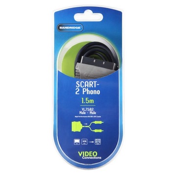 Kabel Video wtyk SCART - 2 x CHINCH (audio) 1.5m