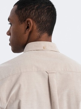 Pánska bavlnená košeľa REGULAR s vreckom béžová V1 OM-SHOS-0153 XL