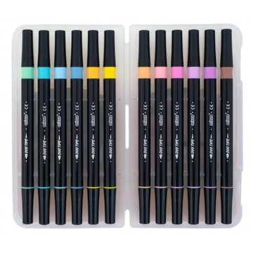 ДВУХСТОРОННИЕ РУЧКИ ДЛЯ ПАСТЕЛИ, 12 ЦВЕТОВ.